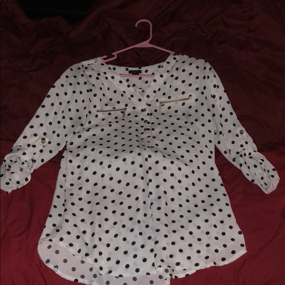 Black n white long sleeve shirt  gold zippers